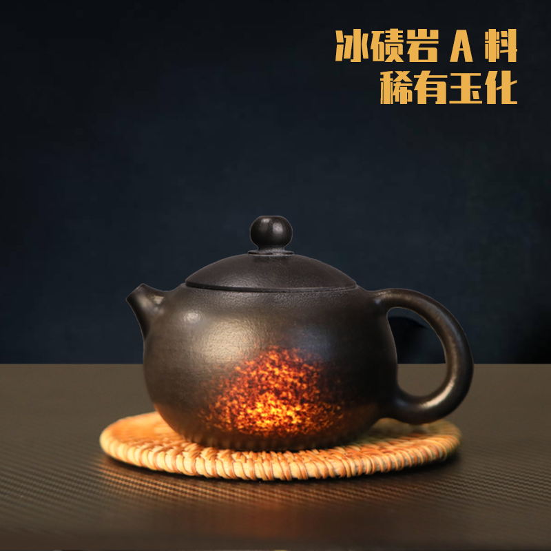 冰碛岩豹纹透光西施壶养生石茶壶