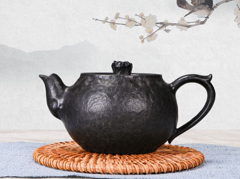 东盛天然冰碛岩手工雕刻中式树瘿壶