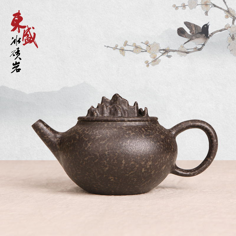 东盛天然冰碛岩手工雕刻中式名师原创大师手作寿比南山-寿壶